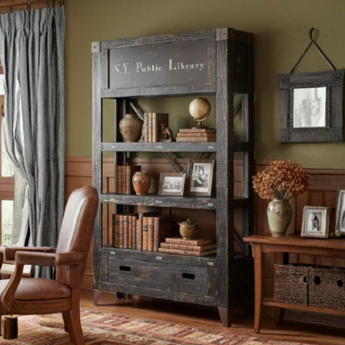 City Bookcase with Hidden Compartment