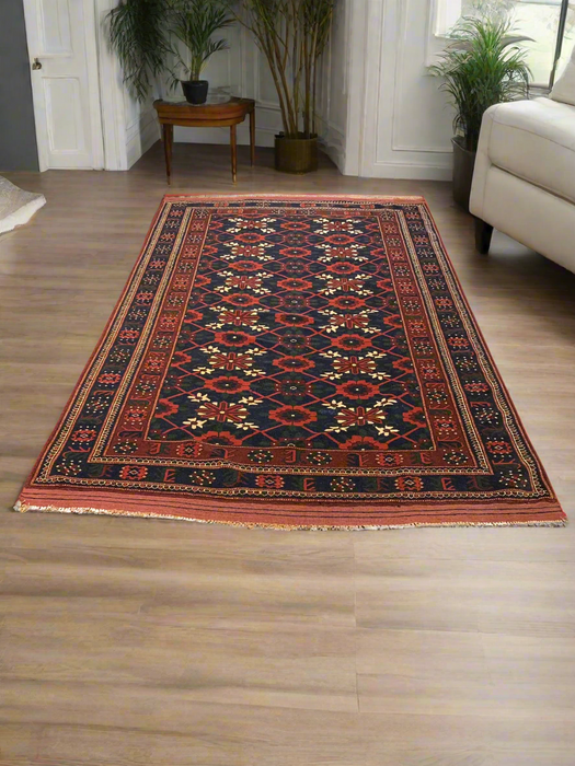 Terkaman Tribal Afghan Oriental Rug, size 4' 5" x 6' 10"