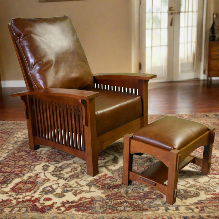 Craftsman / Mission Morris Chair and Ottoman Set - Chestnut