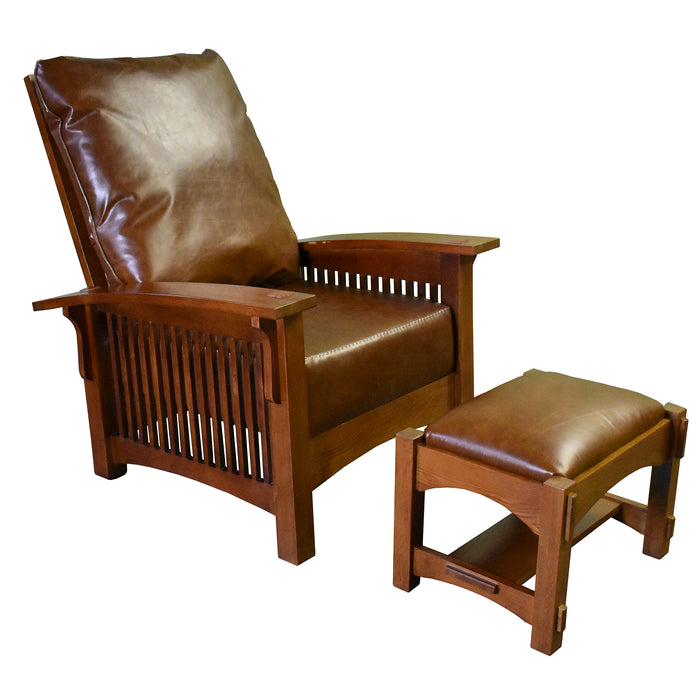 Craftsman / Mission Morris Chair and Ottoman Set - Chestnut