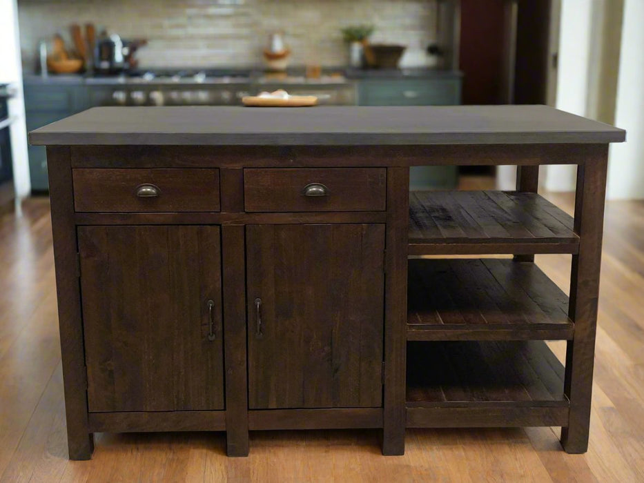 Barlow Display Kitchen Island- Rustic Brown