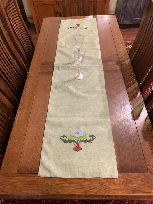 Arts & Crafts Mission style Linen Table Runner