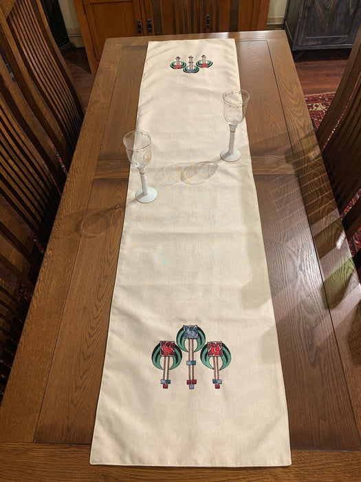 Arts & Crafts Mission style Linen Table Runner