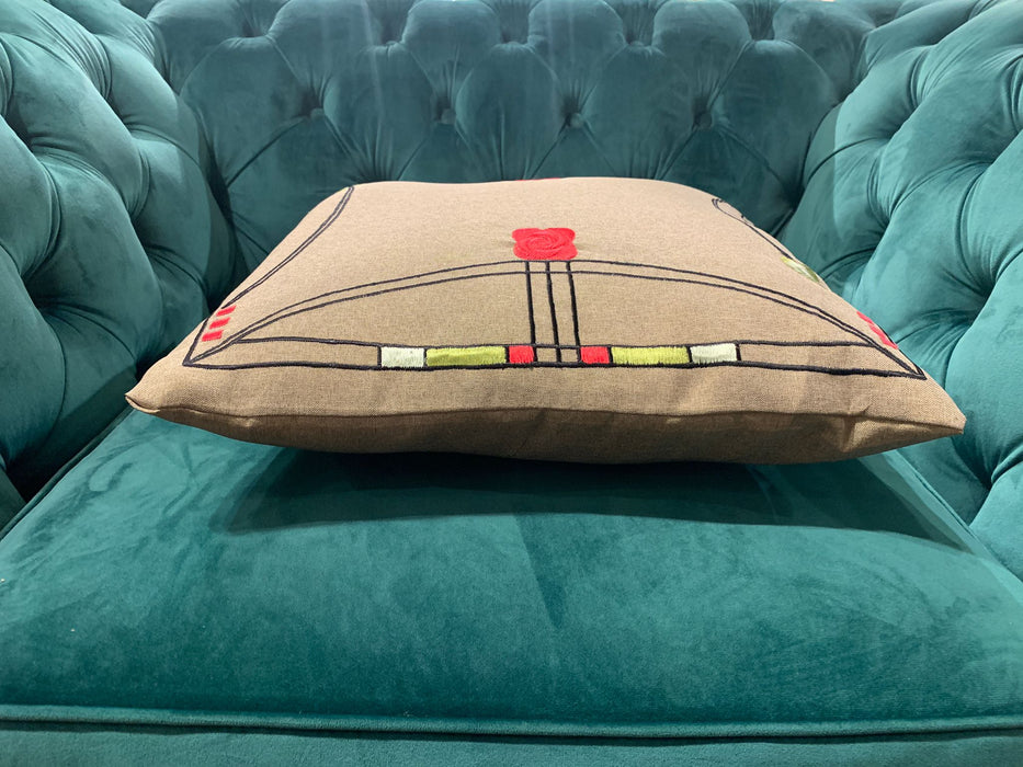 Arts & Crafts Mission-Style Embroidered Cushion/Pillow