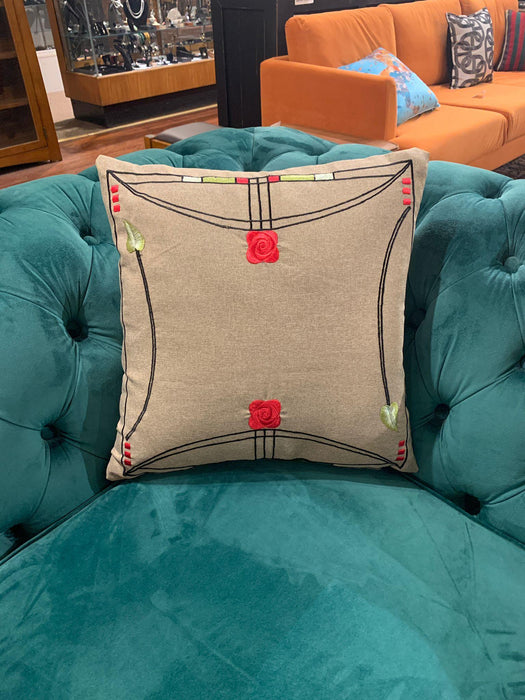 Arts & Crafts Mission-Style Embroidered Cushion/Pillow