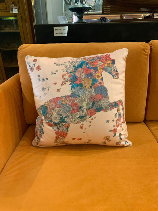 Floral Horse Print Cushion – Multicolor