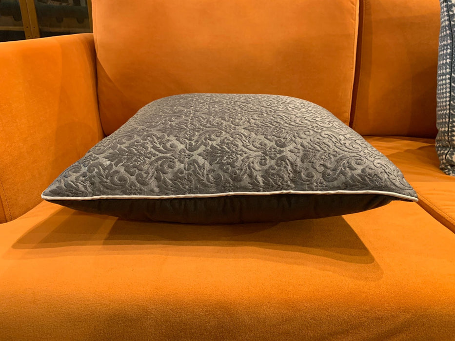 Elegant Grey Damask Decorative Cushion – Soft Quilted Accent Pillow