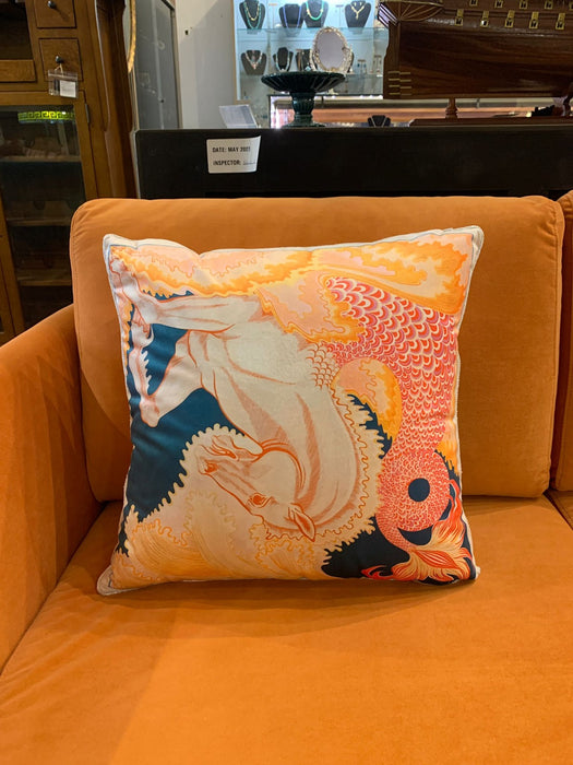 Artistic Horse & Koi Fish Cushion – Bold Decorative Throw Pillow