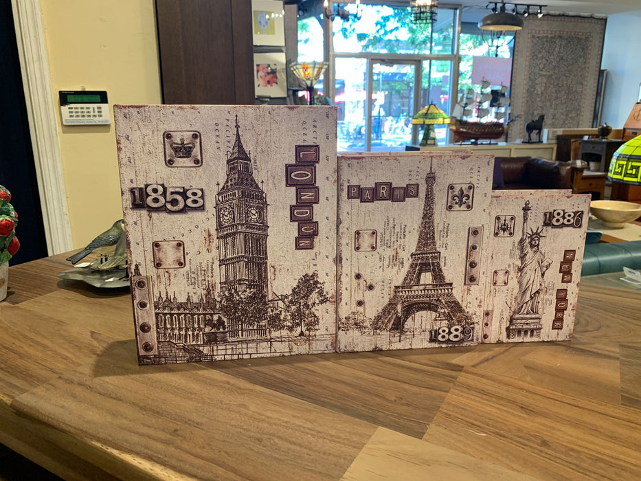 Decorative Book Box Set of 3 – London, Paris & New York | Hidden Storage Keepsake Jewelry Trinket Organizer
