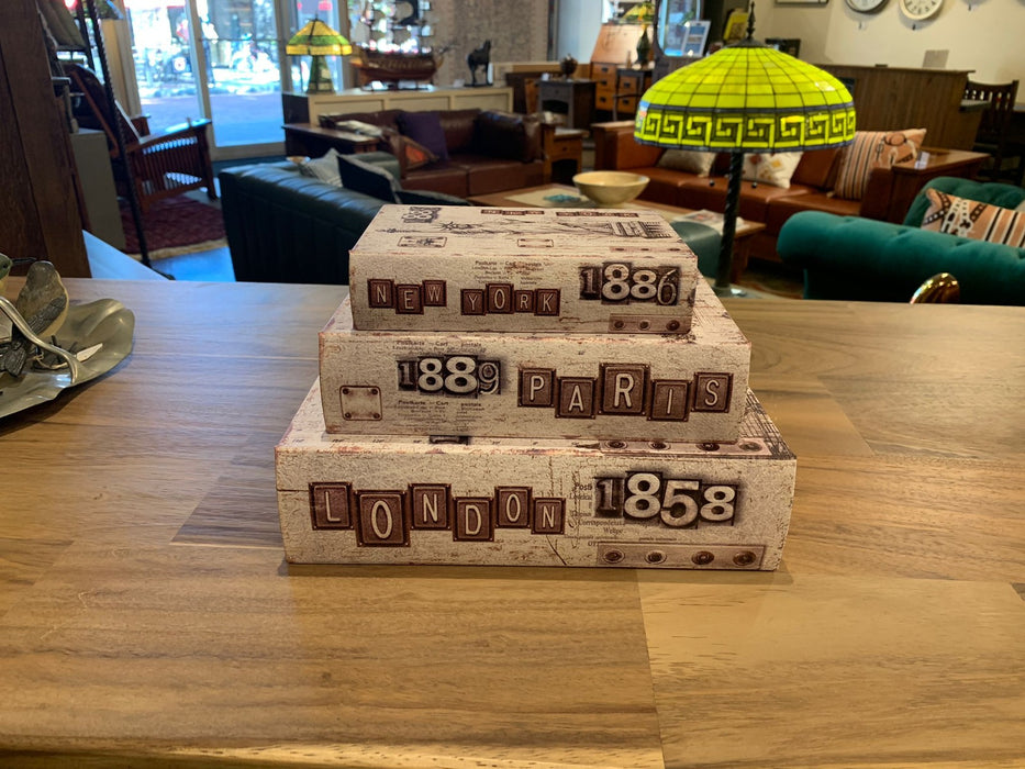 Decorative Book Box Set of 3 – London, Paris & New York | Hidden Storage Keepsake Jewelry Trinket Organizer