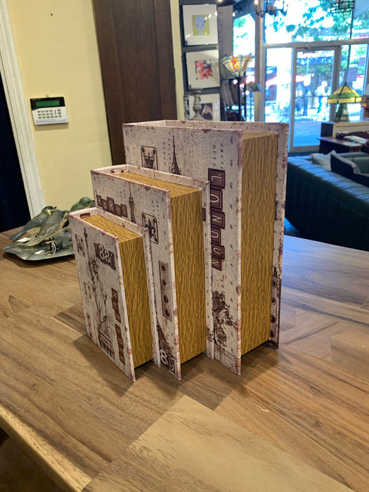 Decorative Book Box Set of 3 – London, Paris & New York | Hidden Storage Keepsake Jewelry Trinket Organizer