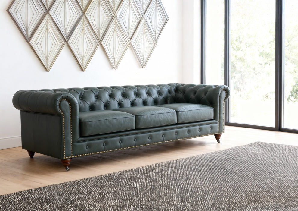 Belgravia Chesterfield Tufted Top Grain Leather Sofa – Classic Elegance Meets Modern Comfort