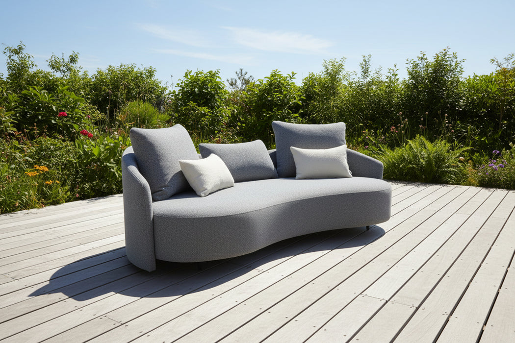 Serene Outdoor Modern Sofa 91" – Soft Gray Bouclé