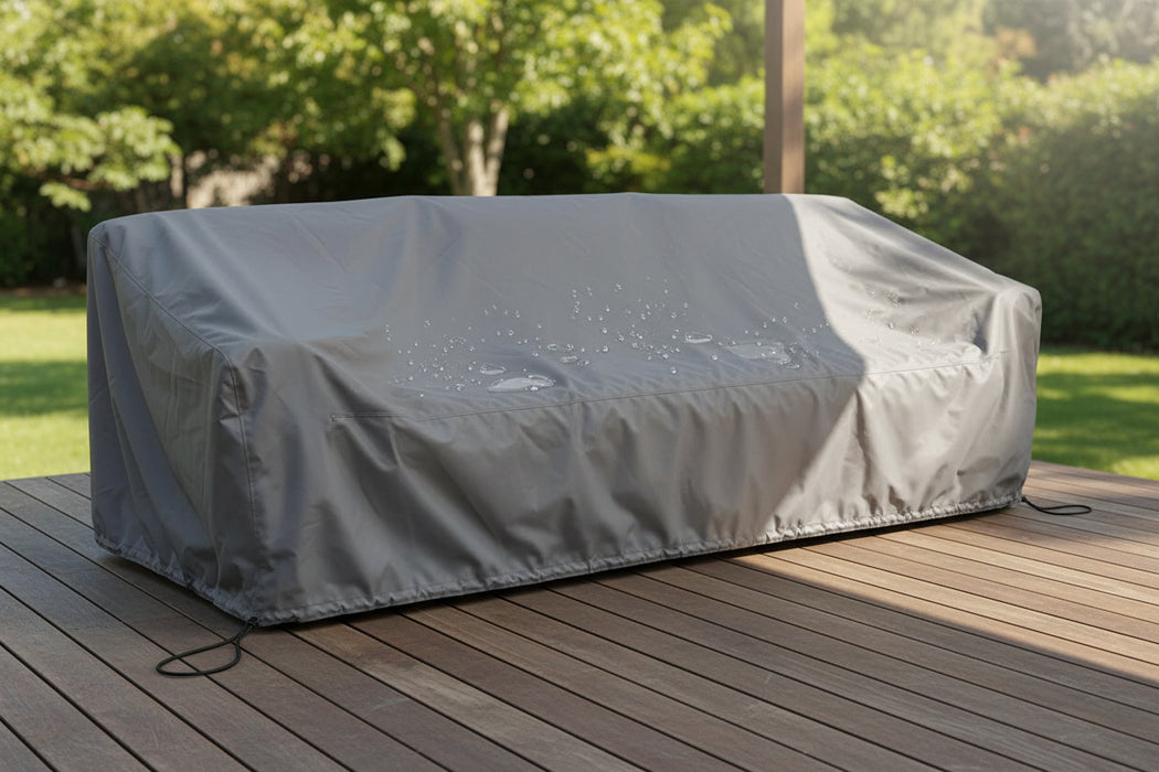 Serene Outdoor Modern Sofa 91" – Soft Gray Bouclé