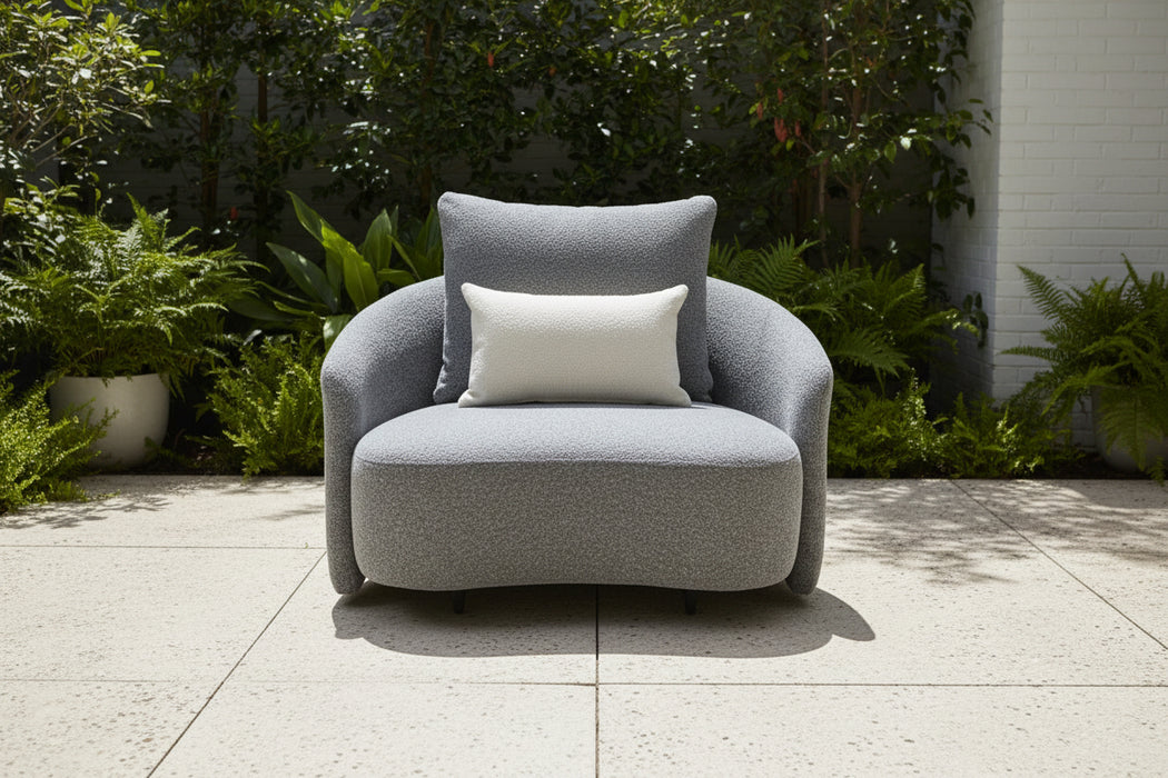 Serene Outdoor Modern Armchair Grey Bouclé - Gray Fabric