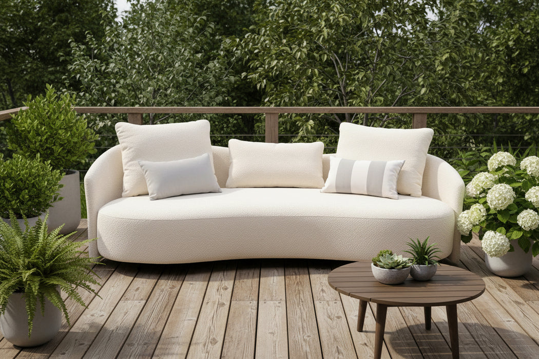 Serene Outdoor Sofa 91" – Cream Bouclé All-Weather