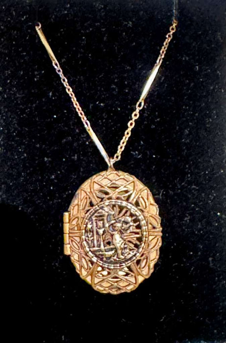 Gold filled locket with red bead necklace