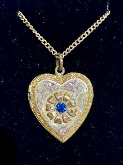 GF Heart Locket with blue stone