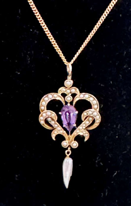 14k Amethyst PRL Lavalier Necklace