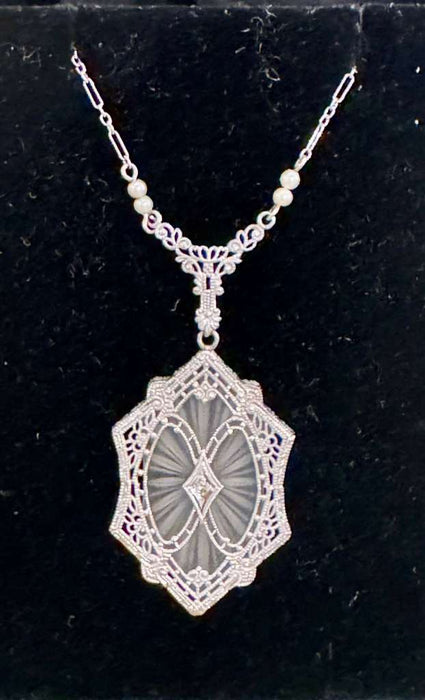 10k filing with frosted crystal/campfor necklace