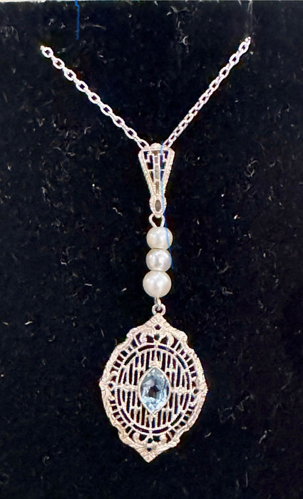 14K GF Aqua pearls neck
