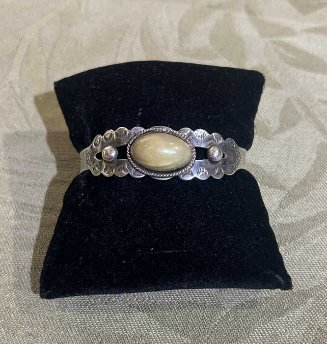 SS Engraved Agate Cuff