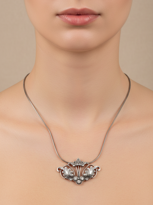 SS Vtg. Floral Pendant Chain