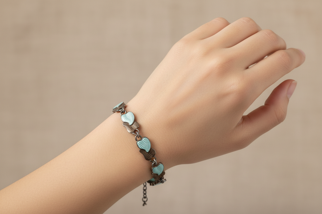 Sterling Leaf & Enamel Bracelet