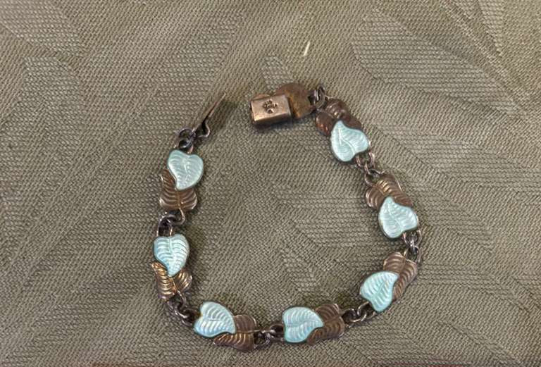 Sterling Leaf & Enamel Bracelet