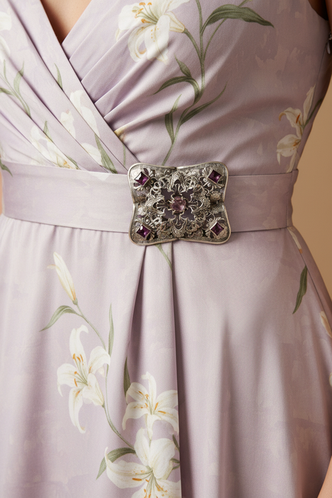 Large square with purple stones pin