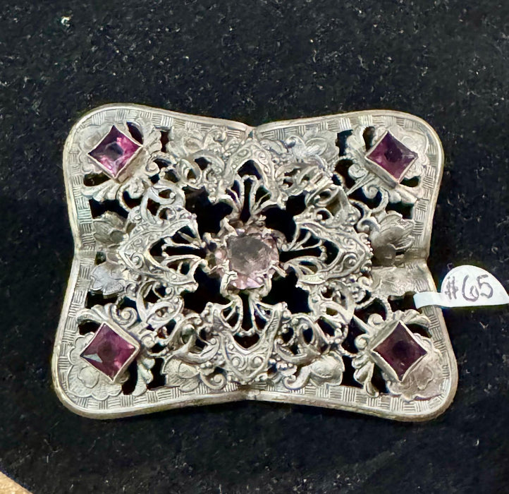 Large square with purple stones pin