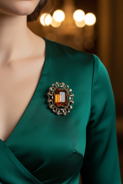 GF rectangular orange pin
