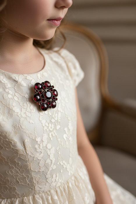 Flower garnet Pin