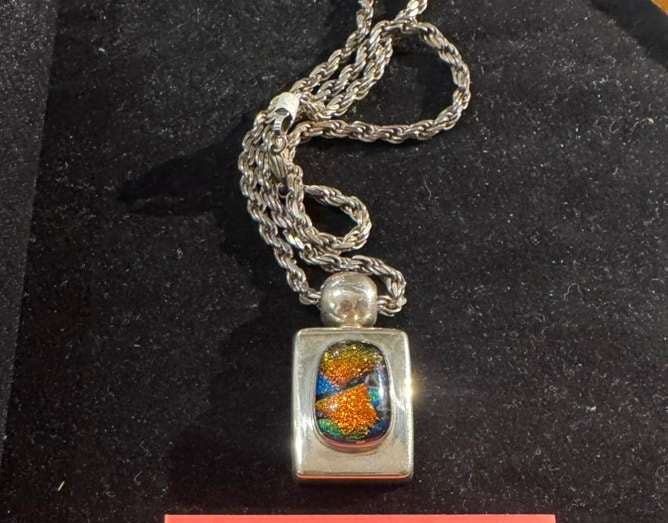 SS Art glass pendant and chain