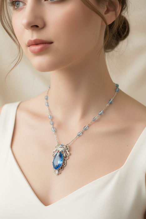 Blue deco neck