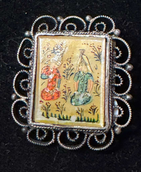 SS Square pin with 2 painted figures