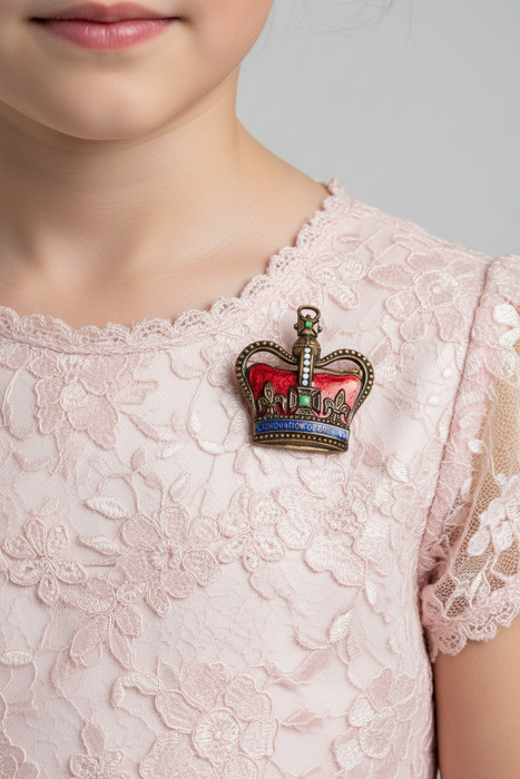 Crown pin with enamel