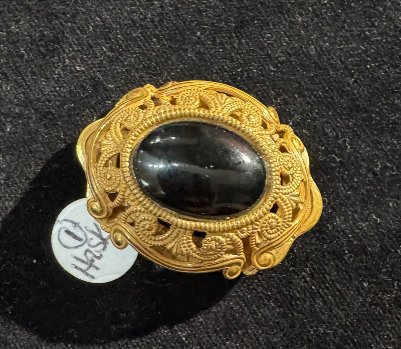 Miriam Haskell Oval pin with black stone