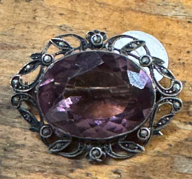 Deco SS Amethyst and marq pin