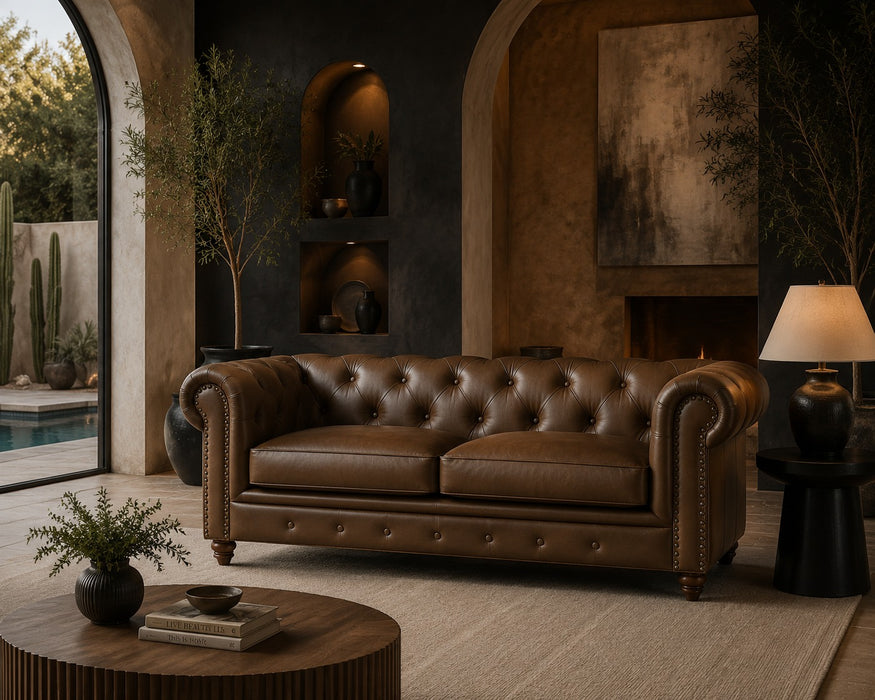 Cornelia Modern Contemporary Eco Leather Love Seat - Brown