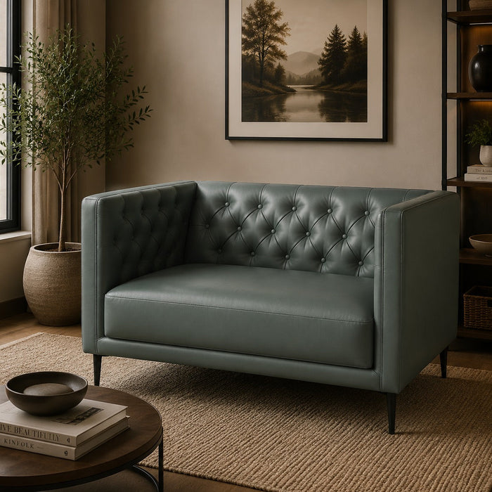 Lucius Top Grain Leather 1.5 Arm Chair - Green