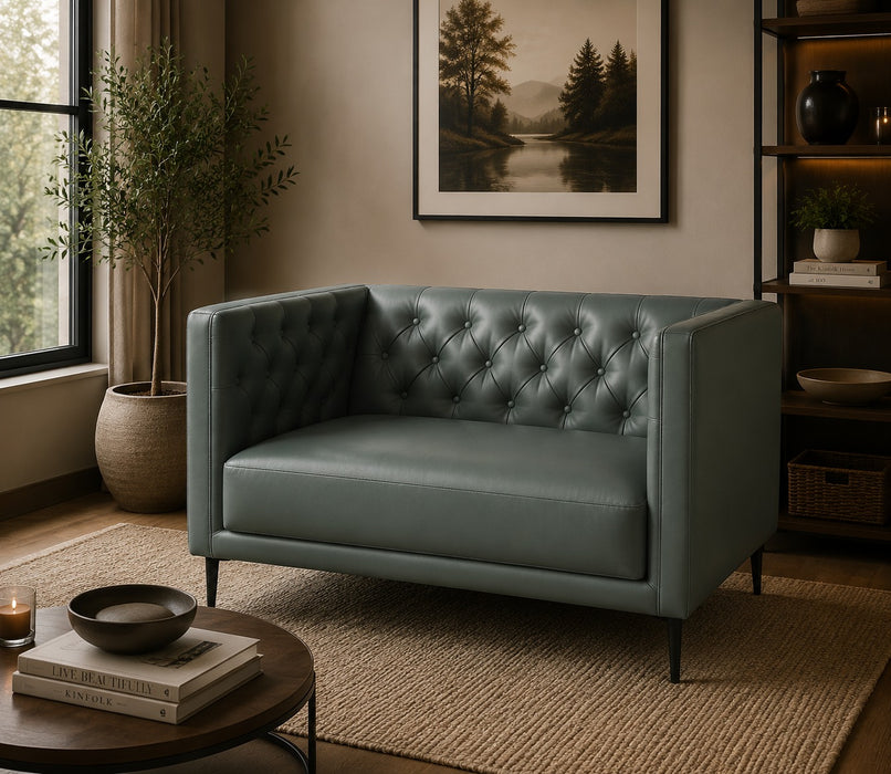 Lucius Top Grain Leather 1.5 Arm Chair - Green