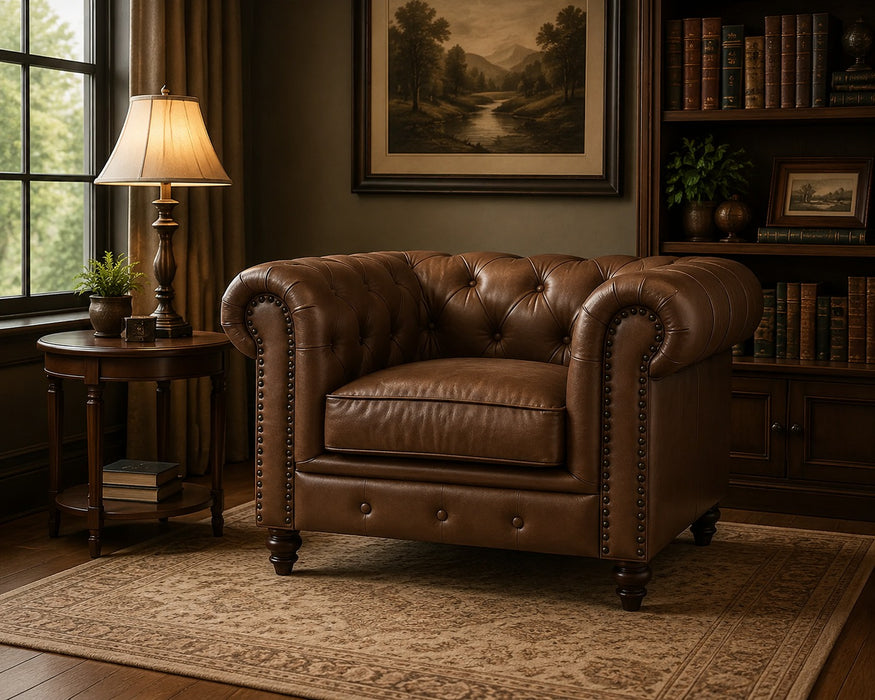 Cornelia Modern Contemporary Eco Leather Arm Chair - Brown