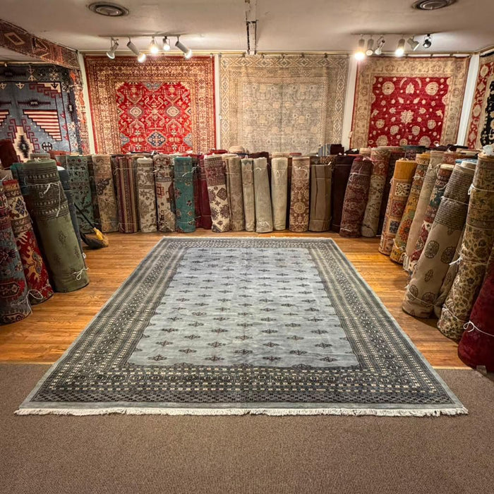 Hand-Knotted Pakistani Bokhara Rug – 100% Wool, size 9' x 12'