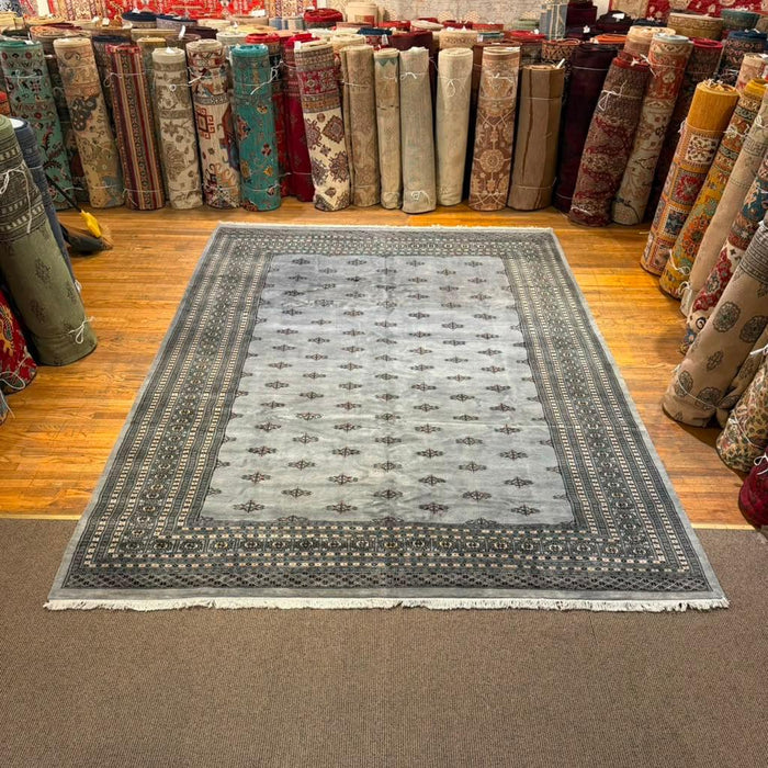 Hand-Knotted Pakistani Bokhara Rug – 100% Wool, size 9' x 12'