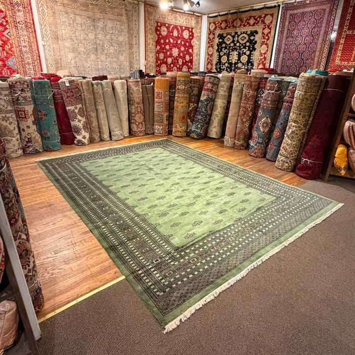 Hand-Knotted Pakistani Bokhara Rug – 100% Wool, size 9' x 12'