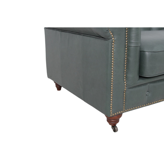 Belgravia Chesterfield Top Grain Leather Sofa with Tufted Back & Rolled Arms