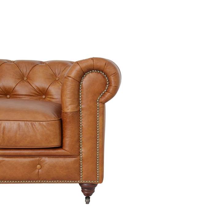 Belgravia Chesterfield Top Grain Leather Club Chair – Classic Tufted Armchair in Premium Finishes