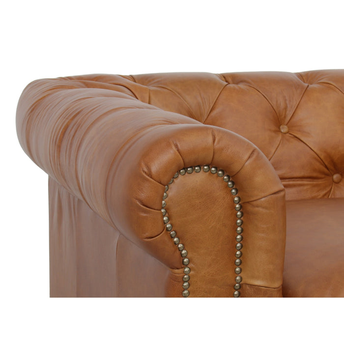 Belgravia Chesterfield Top Grain Leather Club Chair – Classic Tufted Armchair in Premium Finishes