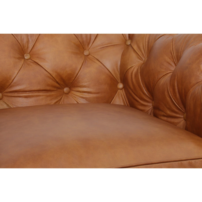 Belgravia Chesterfield Top Grain Leather Club Chair – Classic Tufted Armchair in Premium Finishes